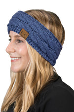 C.C. Cable Knit Lined Winter Headband - Solid Colors