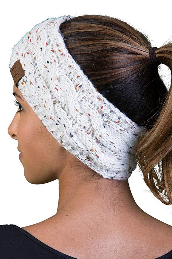 C.C. Cable Knit Lined Winter Headband - Confetti