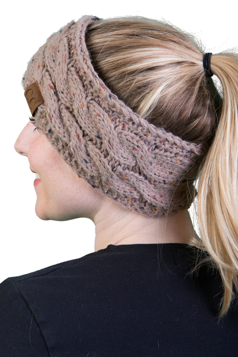 C.C. Cable Knit Lined Winter Headband - Confetti