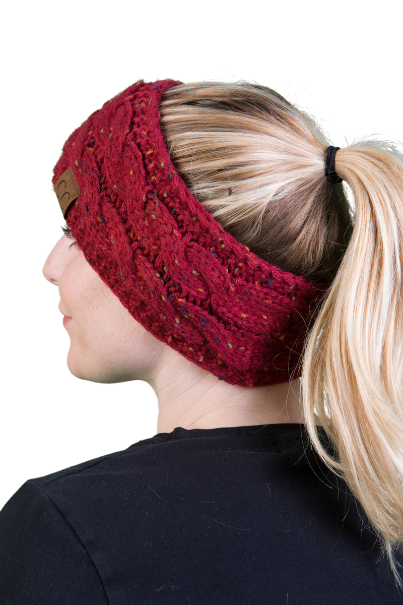 C.C. Cable Knit Lined Winter Headband - Confetti
