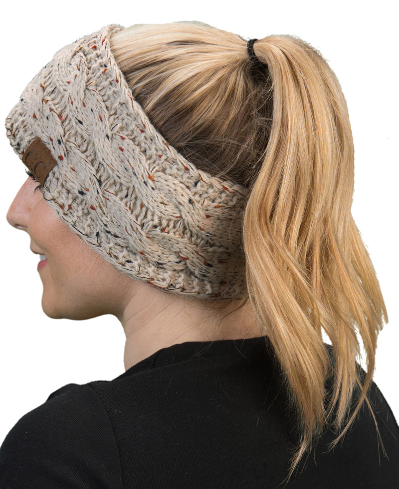 C.C. Cable Knit Lined Winter Headband - Confetti