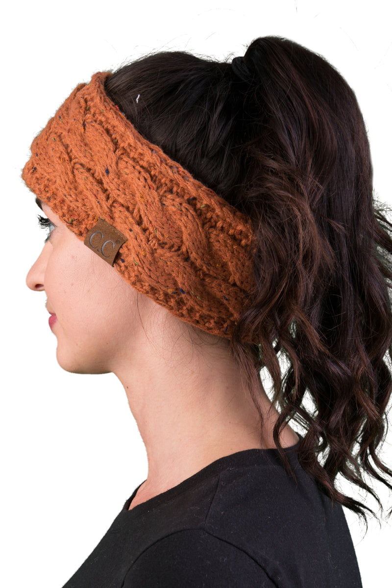 C.C. Cable Knit Lined Winter Headband - Confetti
