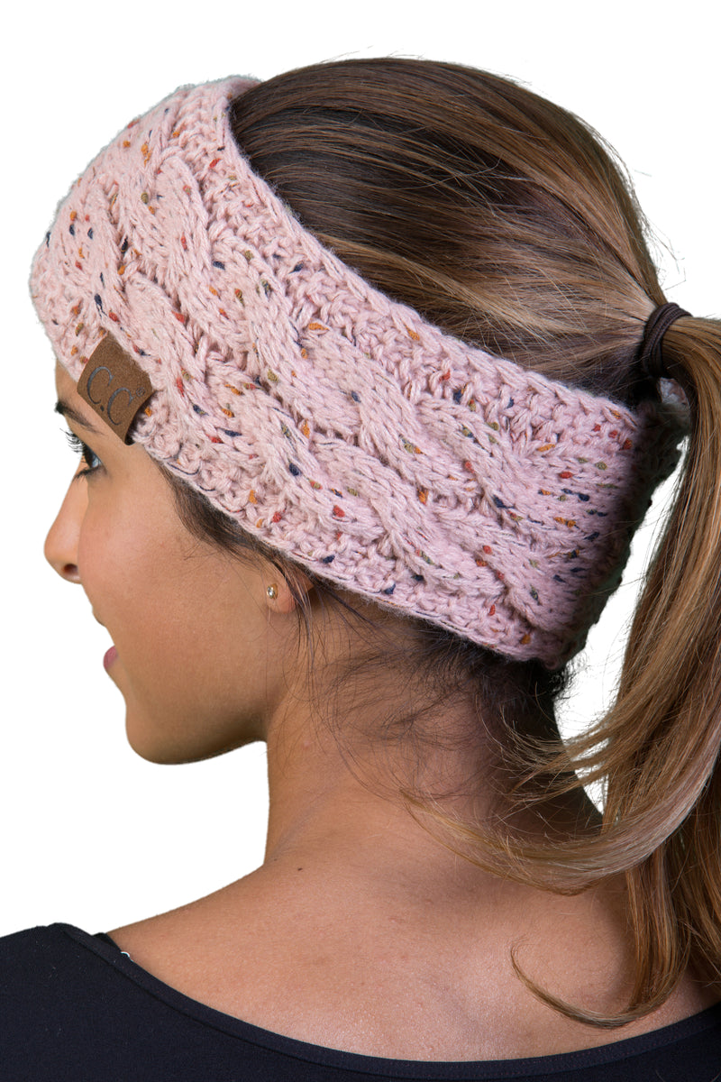 C.C. Cable Knit Lined Winter Headband - Confetti