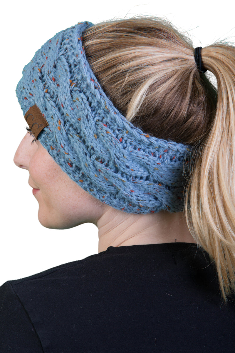C.C. Cable Knit Lined Winter Headband - Confetti