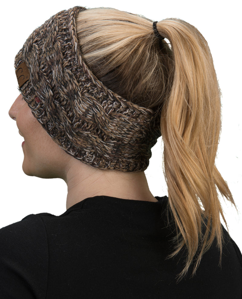 C.C. Cable Knit Lined Winter Headband - 4 Tone