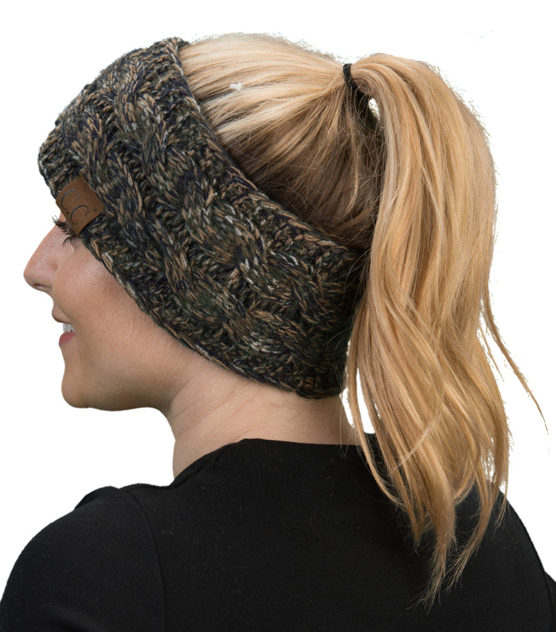 C.C. Cable Knit Lined Winter Headband - 4 Tone