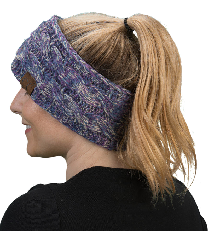 C.C. Cable Knit Lined Winter Headband - 4 Tone