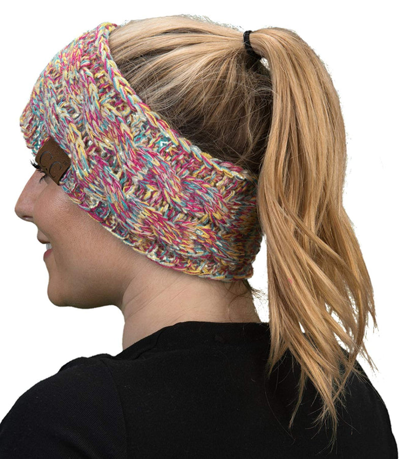 C.C. Cable Knit Lined Winter Headband - 4 Tone
