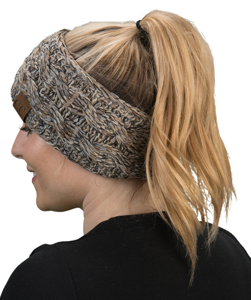 C.C. Cable Knit Lined Winter Headband - 4 Tone