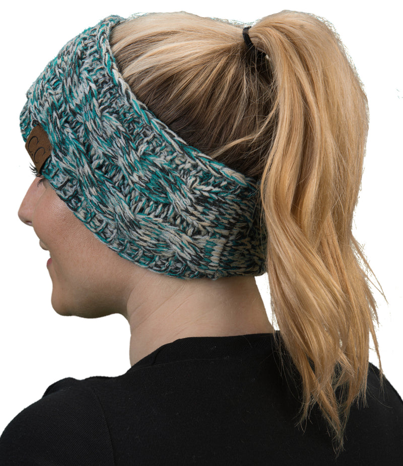 C.C. Cable Knit Lined Winter Headband - 4 Tone
