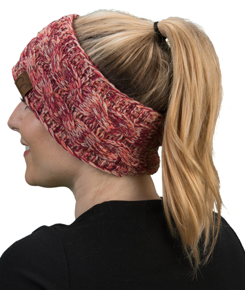 C.C. Cable Knit Lined Winter Headband - 4 Tone