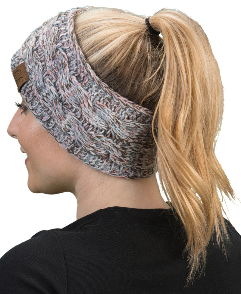 C.C. Cable Knit Lined Winter Headband - 4 Tone