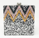 Funky Junque's Evening Purse - Chevron Square (Silver)