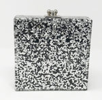 Funky Junque's Evening Purse - Chevron Square (Silver)