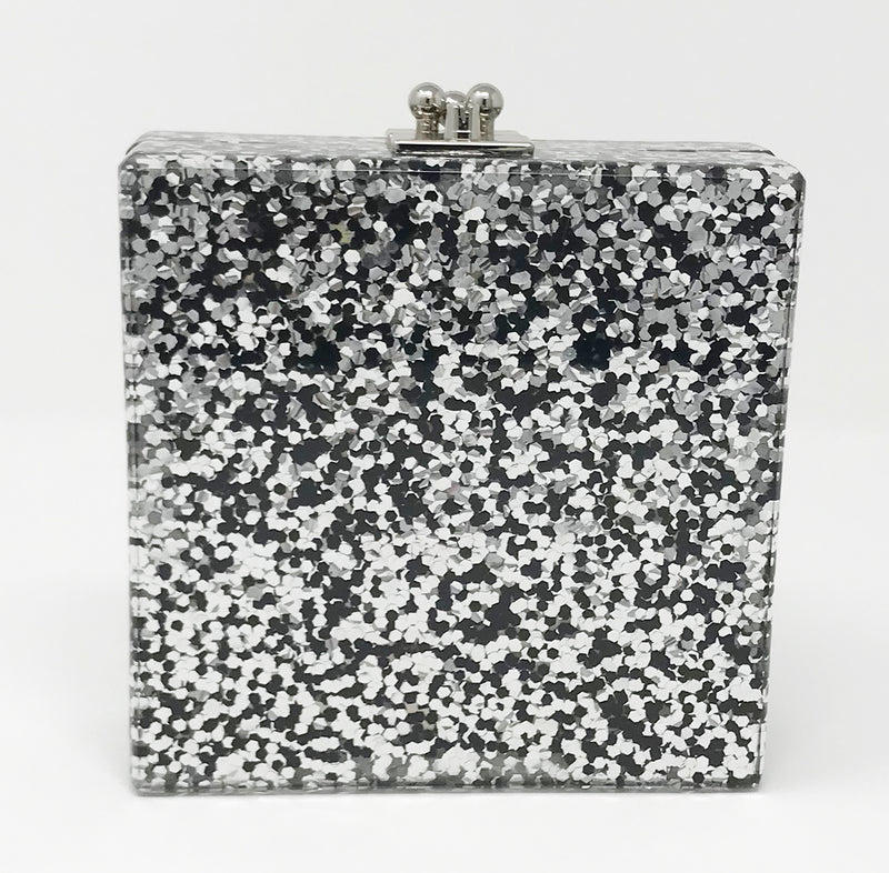 Funky Junque's Evening Purse - Chevron Square (Silver)
