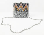 Funky Junque's Evening Purse - Chevron Square (Silver)