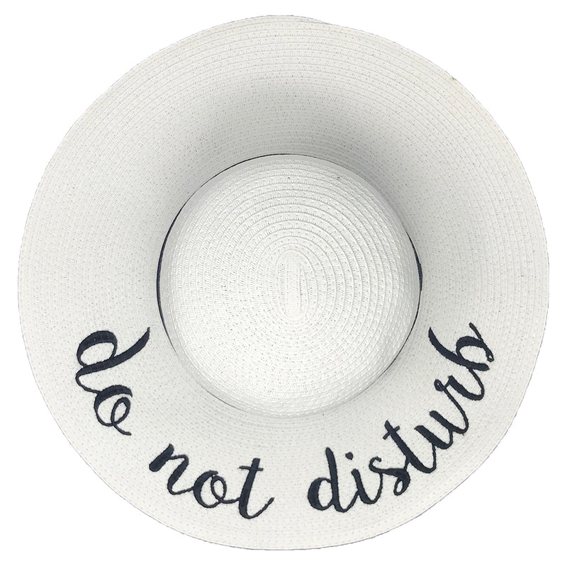 C.C Embroidered Sun Hat - Do Not Disturb (White Hat with Black Lettering)