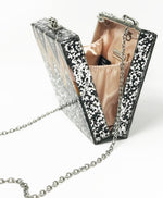 Funky Junque's Evening Purse - Chevron Square (Silver)