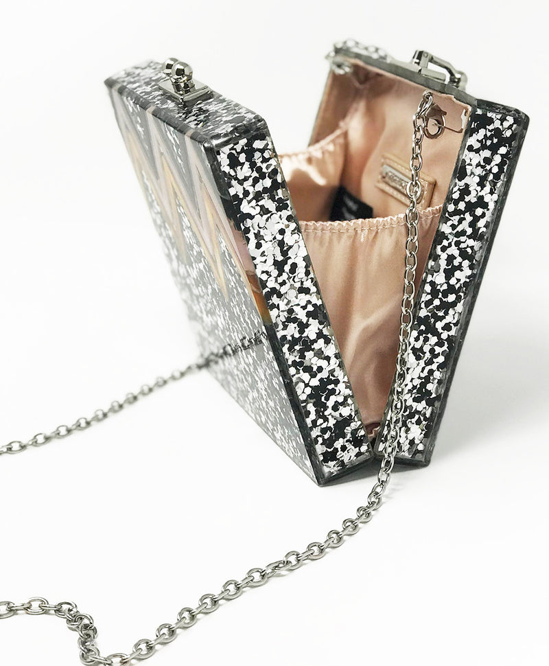 Funky Junque's Evening Purse - Chevron Square (Silver)