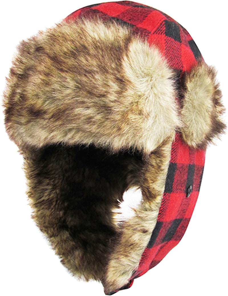 Trapper Hat - Black Faux Fur Water Resistant