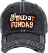 Distressed Patch Baseball Cap - Sunday Fun Day (Black)
