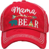Distressed Patch Baseball Cap - Mama Bear (Red)
