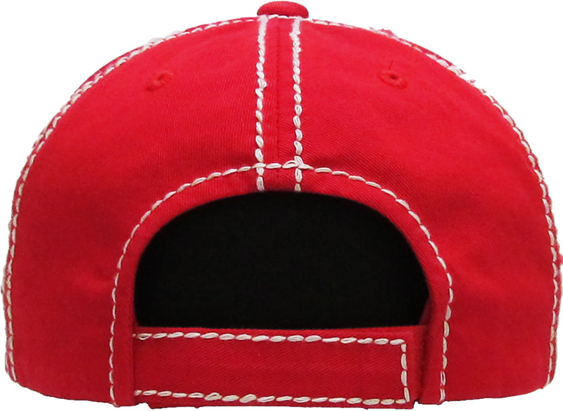 Distressed Patch Baseball Cap - Mama Bear (Red)