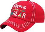 Distressed Patch Baseball Cap - Mama Bear (Red)
