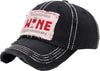 Distressed Patch Baseball Cap - Sometimes Wine is Necessary (Black)