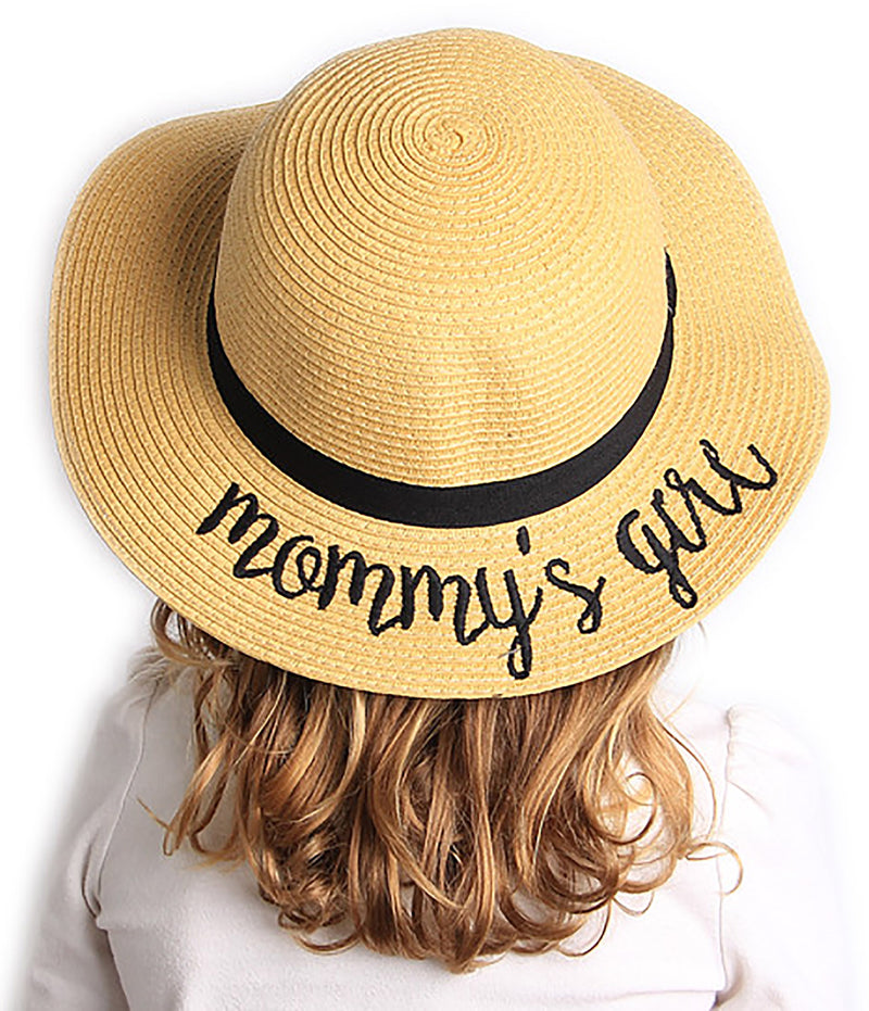 C.C Girls Embroidered Sun Hat - Mommy's Girl (Natural)