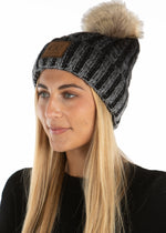 C.C. Faux Fur Pom Hat: Ombre