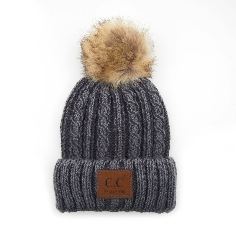 C.C. Faux Fur Pom Hat: Ombre