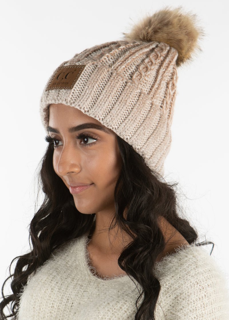 C.C. Faux Fur Pom Hat: Ombre