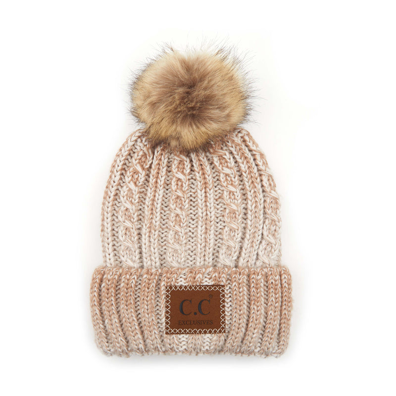 C.C. Faux Fur Pom Hat: Ombre