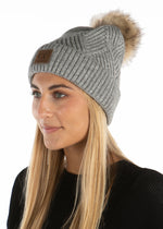 C.C. Faux Fur Pom Hat: Diagonal