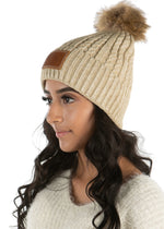 C.C. Faux Fur Pom Hat: Double Braided