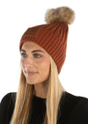 C.C. Faux Fur Pom Hat: Double Braided