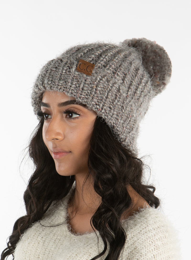 C.C. Chunky Knit Pom Hat: Feather