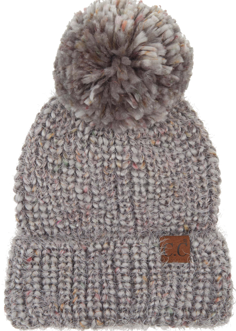 C.C. Chunky Knit Pom Hat: Feather