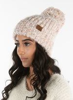C.C. Chunky Knit Pom Hat: Feather