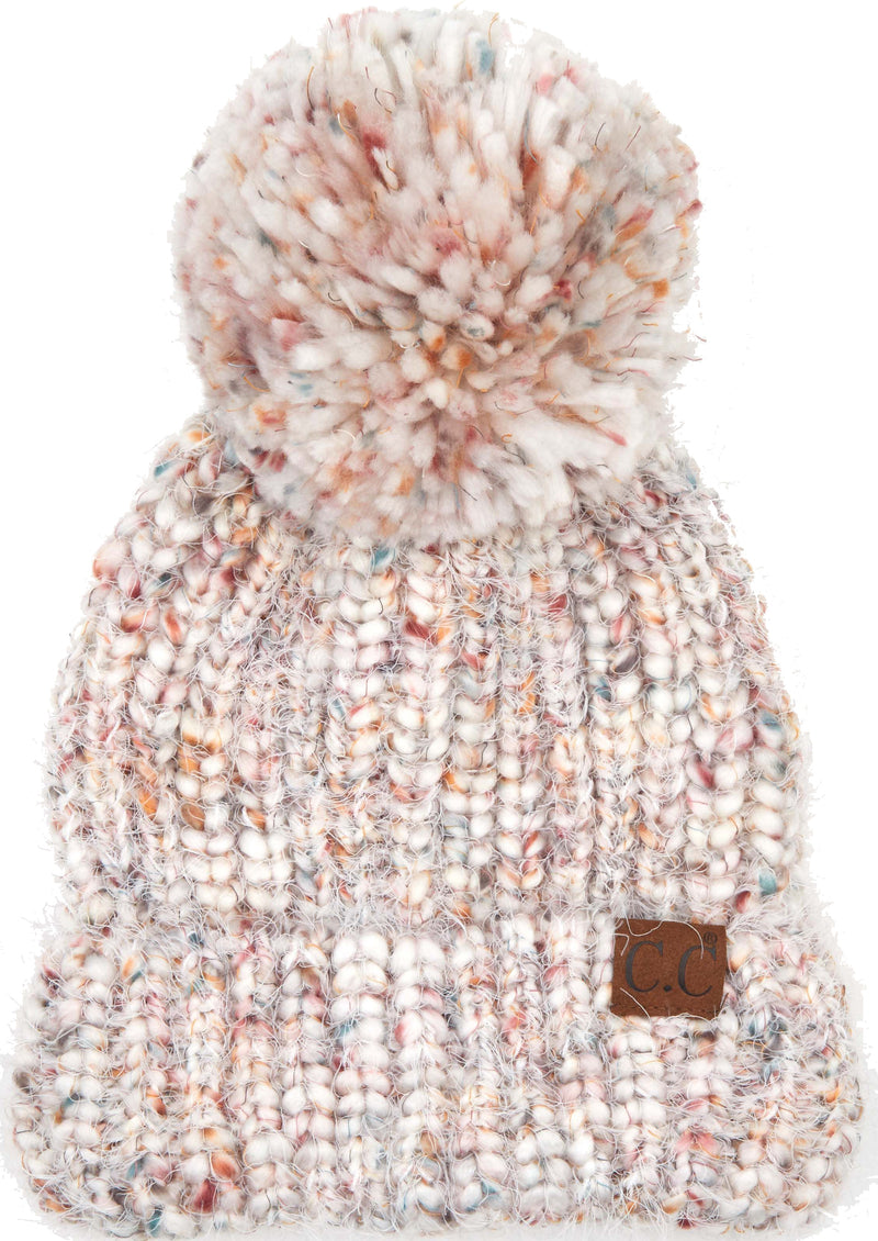 C.C. Chunky Knit Pom Hat: Feather