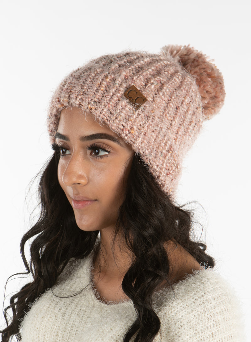 C.C. Chunky Knit Pom Hat: Feather