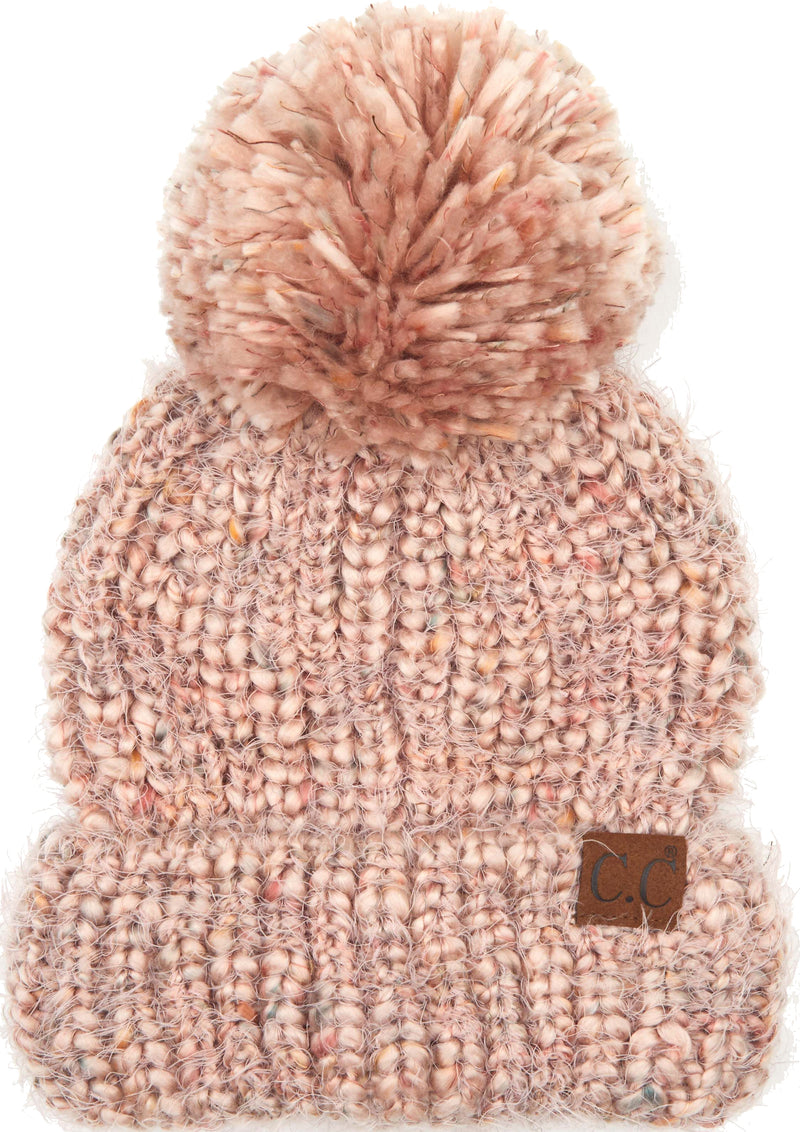 C.C. Chunky Knit Pom Hat: Feather