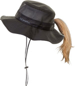 Ponytail Sun Hat w/Removable Chin Strap
