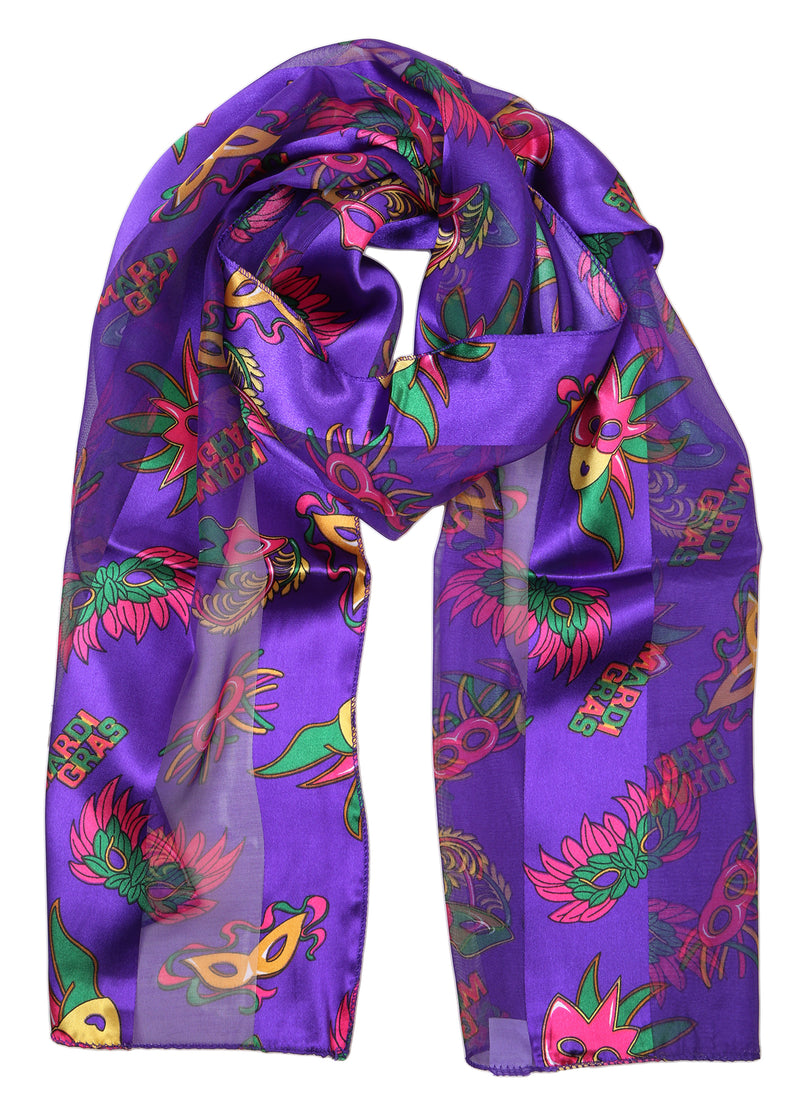 Funky Junque’s Holiday Party Special Occasion Events Festive Silky Satin Scarves - Mardi Gras Purple