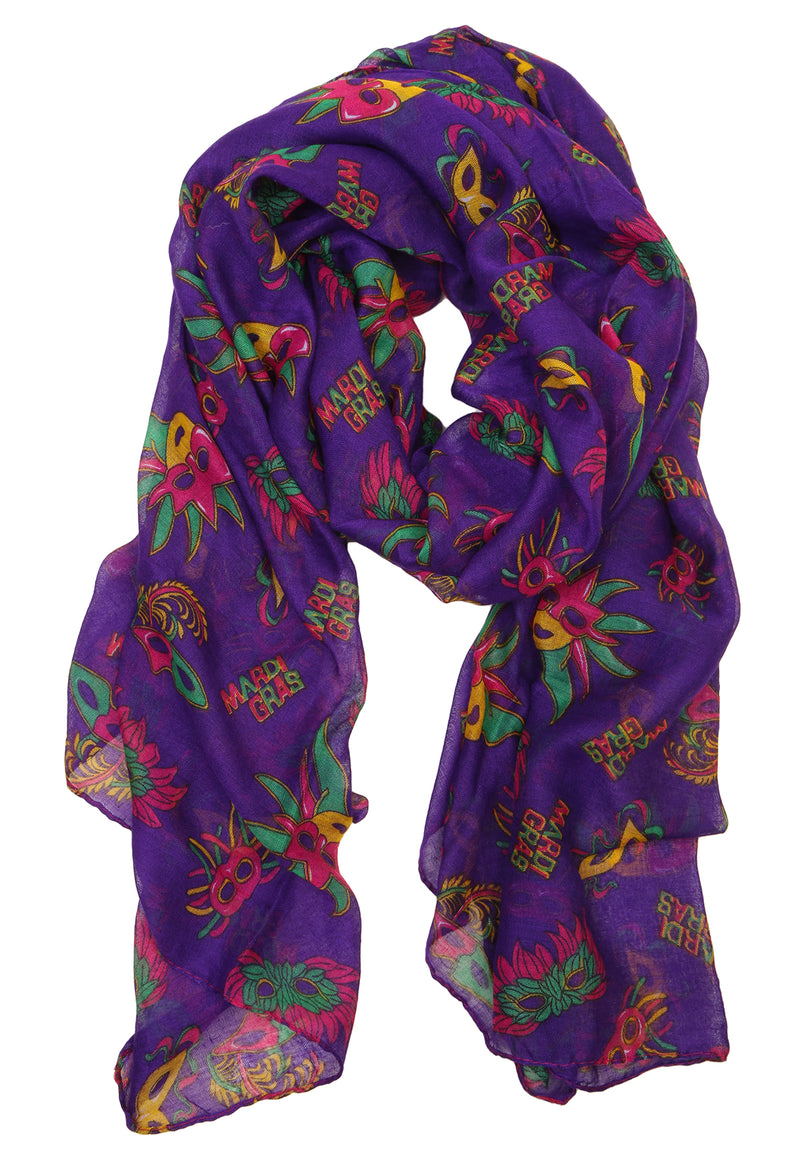 Funky Junque’s New Orleans Party Mardi Gras Masquerade Mask Oblong Costume Scarf - Purple