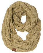 C.C. Cable Knit Infinity Scarf - Metallic