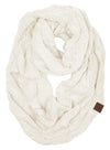 C.C. Cable Knit Infinity Scarf - Solid Colors