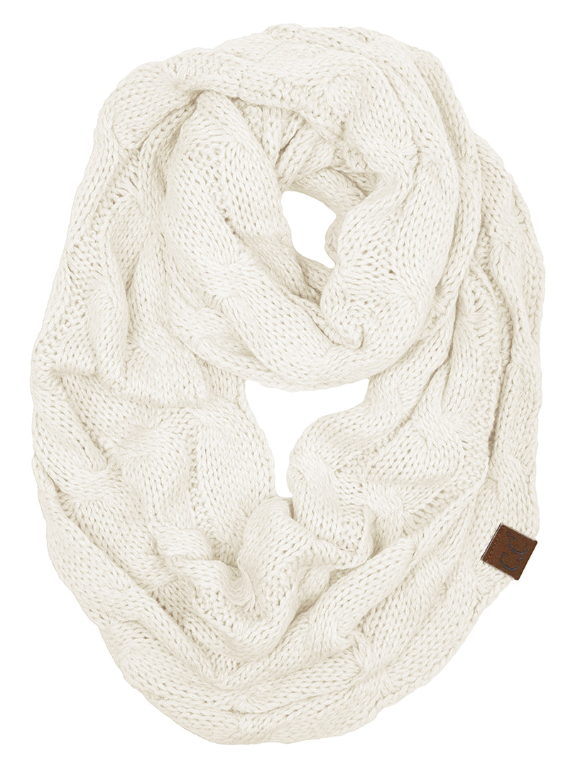 C.C. Cable Knit Infinity Scarf - Solid Colors