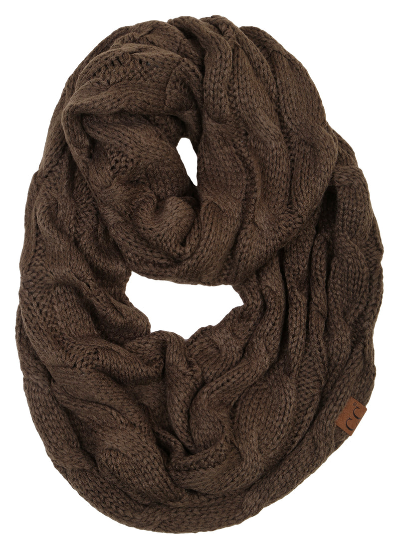 C.C. Cable Knit Infinity Scarf - Solid Colors
